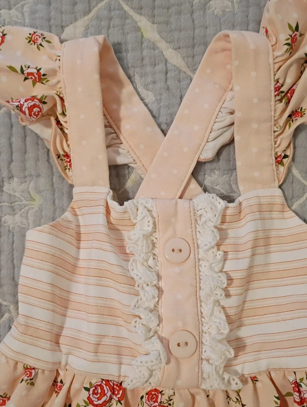 Serendipity Pink Rose Skirted Romper 12-18 Months NWOT